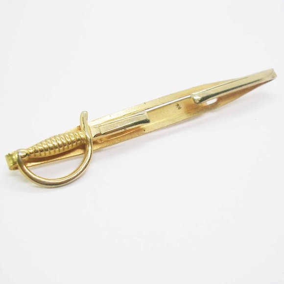 Sword Tie Bar vintage Cravat Holder Mid Century Men's Suit Accessory - Picture 2 of 3